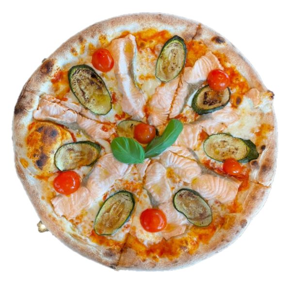 Restaurant Schäftlarn Italiener Hohenschäftlarn Pizza mit Salmone und Zucchini